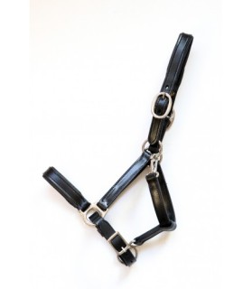 Licol cuir doublé luxe noir - shetland - La halle aux minis