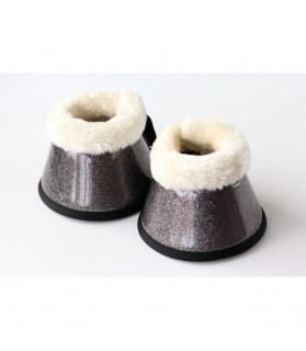Cloches doublées vernis pailletés anthracite - la halle aux minis