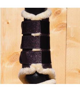 Guêtres doublées vernis pailletés - anthracite - la halle aux minis