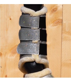 Guêtres doublées vernis pailletés - argenté - la halle aux minis