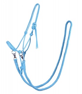 Licol éthologique corde avec rênes-bleu-la halle aux minis