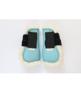 guêtres doublées mouton synthétique bleu ciel - mini-shet & shetland - la halle aux minis