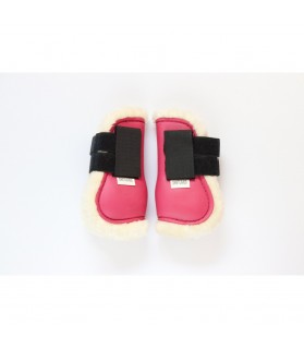 guêtres doublées mouton synthétique rose - mini-shet & shetland - la halle aux minis
