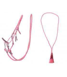 Licol éthologique corde "Combi Liberty"- rose - la halle aux minis