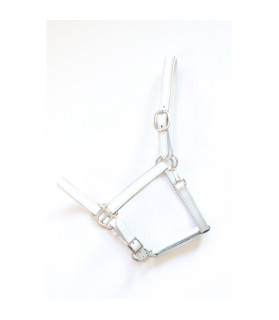 Licol cuir doublé luxe blanc - shetland - La halle aux minis