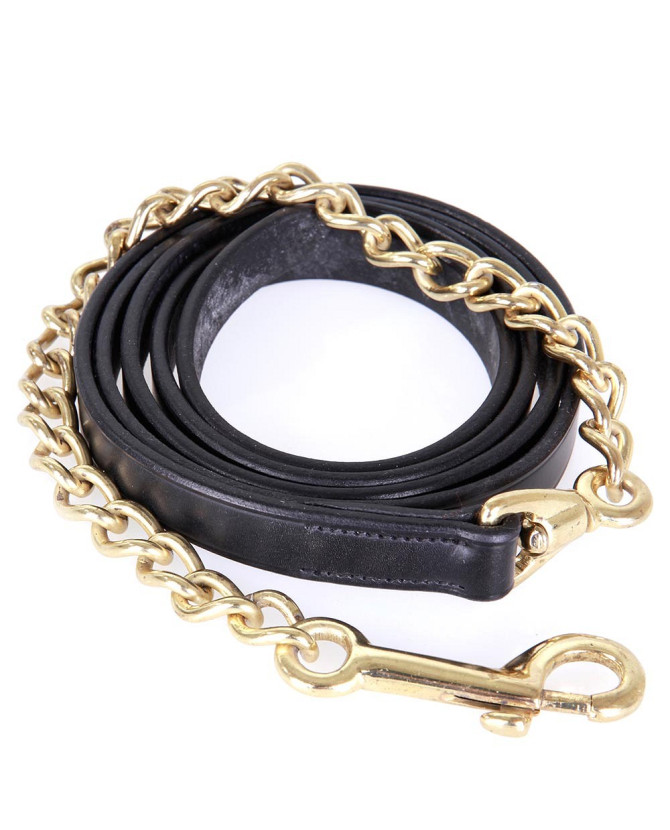 Longe présentation en cuir avec  chaînette - la halle aux minis.