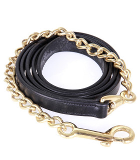 Longe présentation en cuir avec  chaînette - la halle aux minis.
