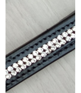 Muserole du licol de show en cuir avec strass blanc et blanc