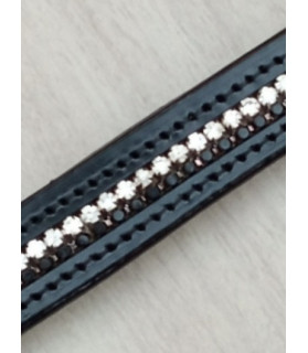 Muserole du licol de show en cuir avec strass noir et blanc