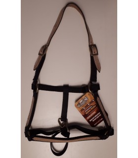 Licol nylon noir et doublé en cuir - cheval miniature - La halle aux minis