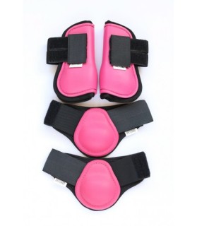 Ensemble de protection - guêtres & protège-boulet - rose - mini-shet - la halle aux minis